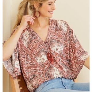 LoveStitch The Jordana Paisley Angel Sleeve with Tassel Detail kimono blouse top
